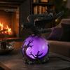 Raven Lamp Resin Gothic LED Ball Lamp, Mysterious Crow On Orb Sculpture, Statement Table Halloween Decorative for Bedside Bedroom Living Room