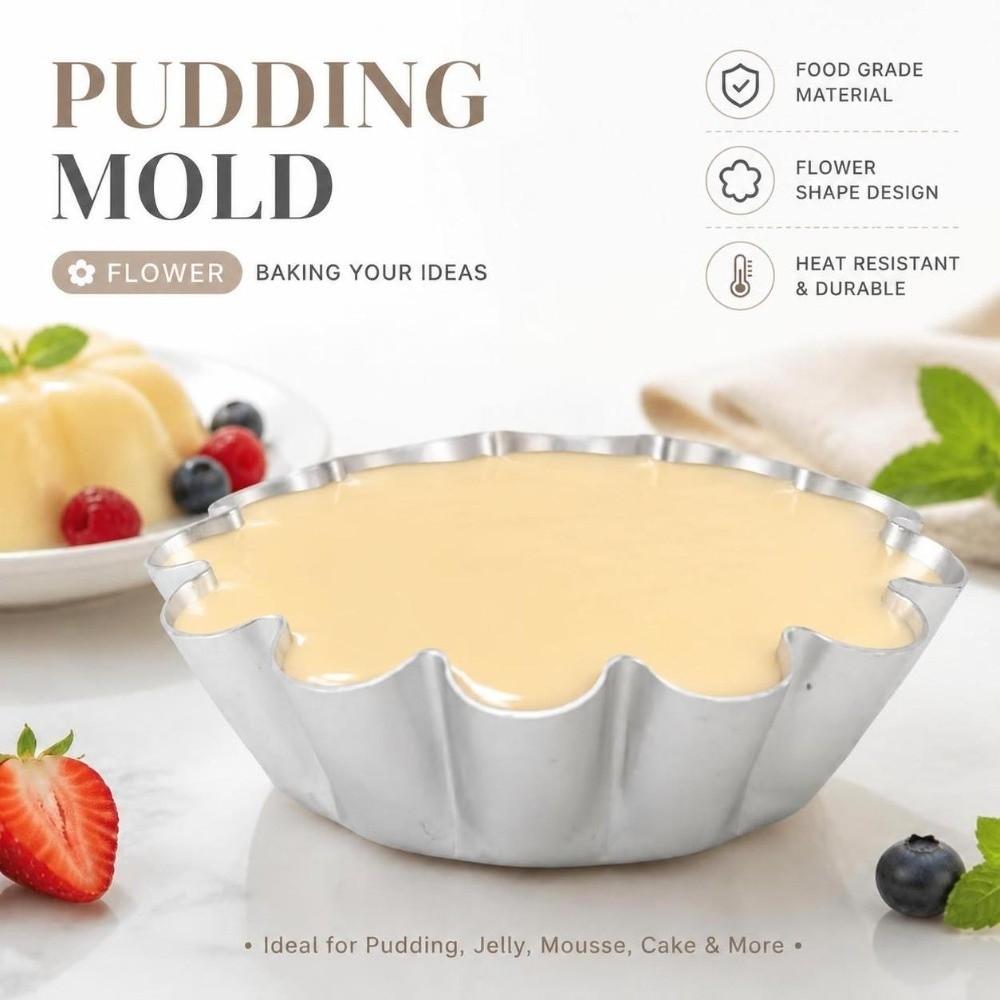 12PCS Aluminum Alloy Flower Pudding Mold Fluted Wave Edge Jelly Mold Baking Mold  Pudding Cake Bread