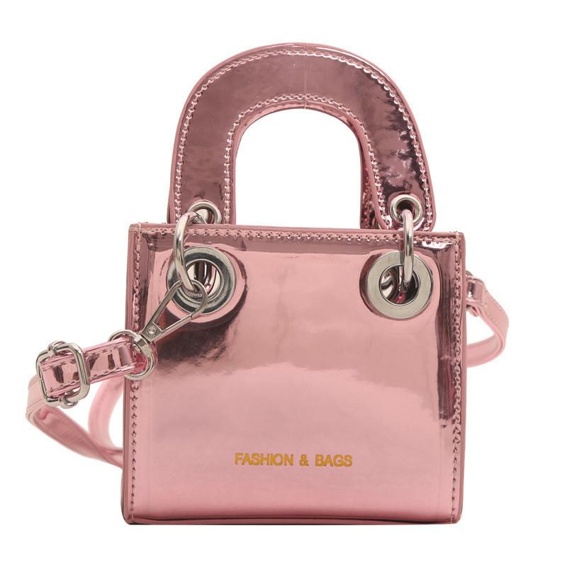 Stylish Kids Crossbody Bag Fashionable Shiny Pu Leather Small Square Bag For Boys Girls