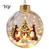 Festive Home Desktop Decorations Lighted Christmas Ornaments, 3D Miniature Scene Hanging Balls with Warm LED Light, Cute Xmas Tree Lights Reindeer