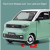 1:24 Car Toy WuLing HongGuang Mini EV Models Alloy Diecast Sound Light Pull Back Door Opened Rubber Tires Ornament Vehicle Gifts