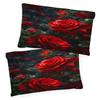 3D Red Rose Water Drop Duvet Cover Set Dark Floral Print Bedding Quilt Cover With Pillowcases Single Full Queen King Bedroom
