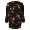 Women's Casual V-Neck Three-Quarter Sleeve Top with Halloween Print