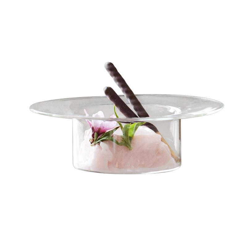 Creative Small Fresh Transparent Straw Hat Glass Bowl Dessert Bowl Yogurt Bowl Fruit Salad Plate High Aesthetic Breakfast Bowl