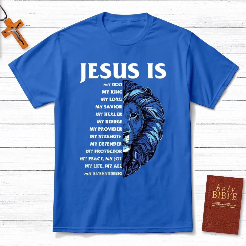 Jesus Is My God Christian TShirt Mens and Womens Short Sleeve Cotton Tees Y2k Shirt Men Clothing Summer Blouse Oversize Tops