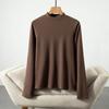 Women Bottoming Tops DE Velvet Self-Heating Thermal Top Half High Collar Long Sleeve Slim Fit Base Layer Shirt