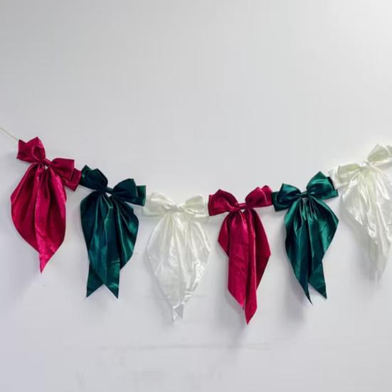 1 Set Garland Banner Bowknot Design Decorative Garland Banner Indoor Outdoor Party Home Holiday Festival Decoration