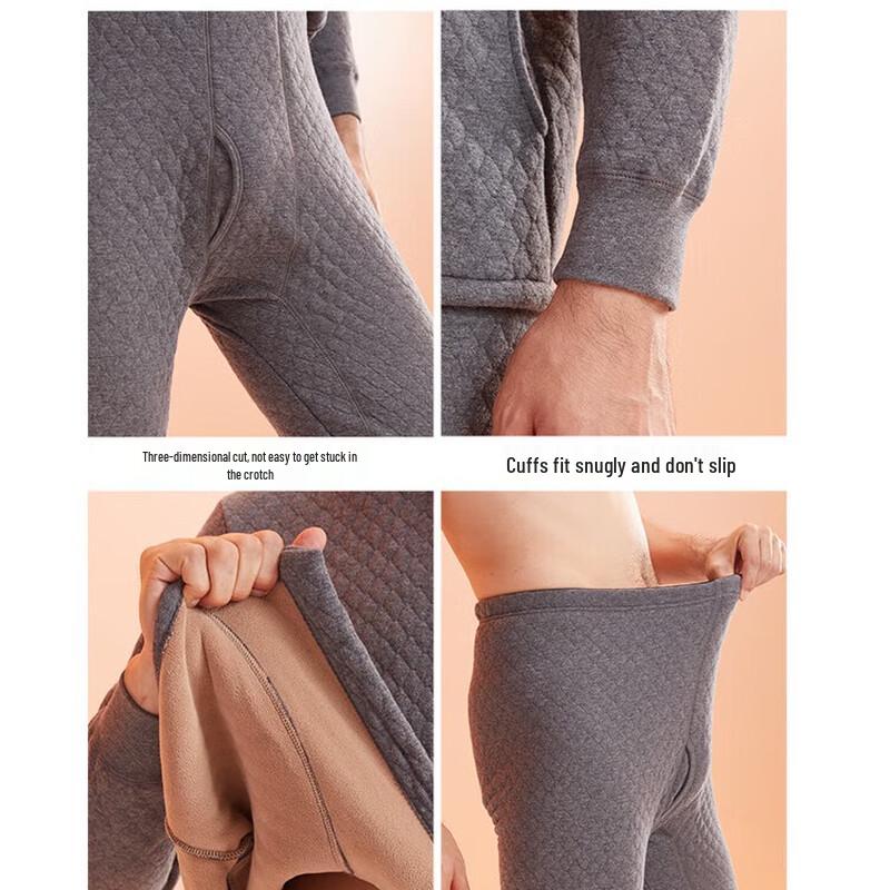 Hengyuanxiang Men's Fleece-Lined Thermal Underwear Set