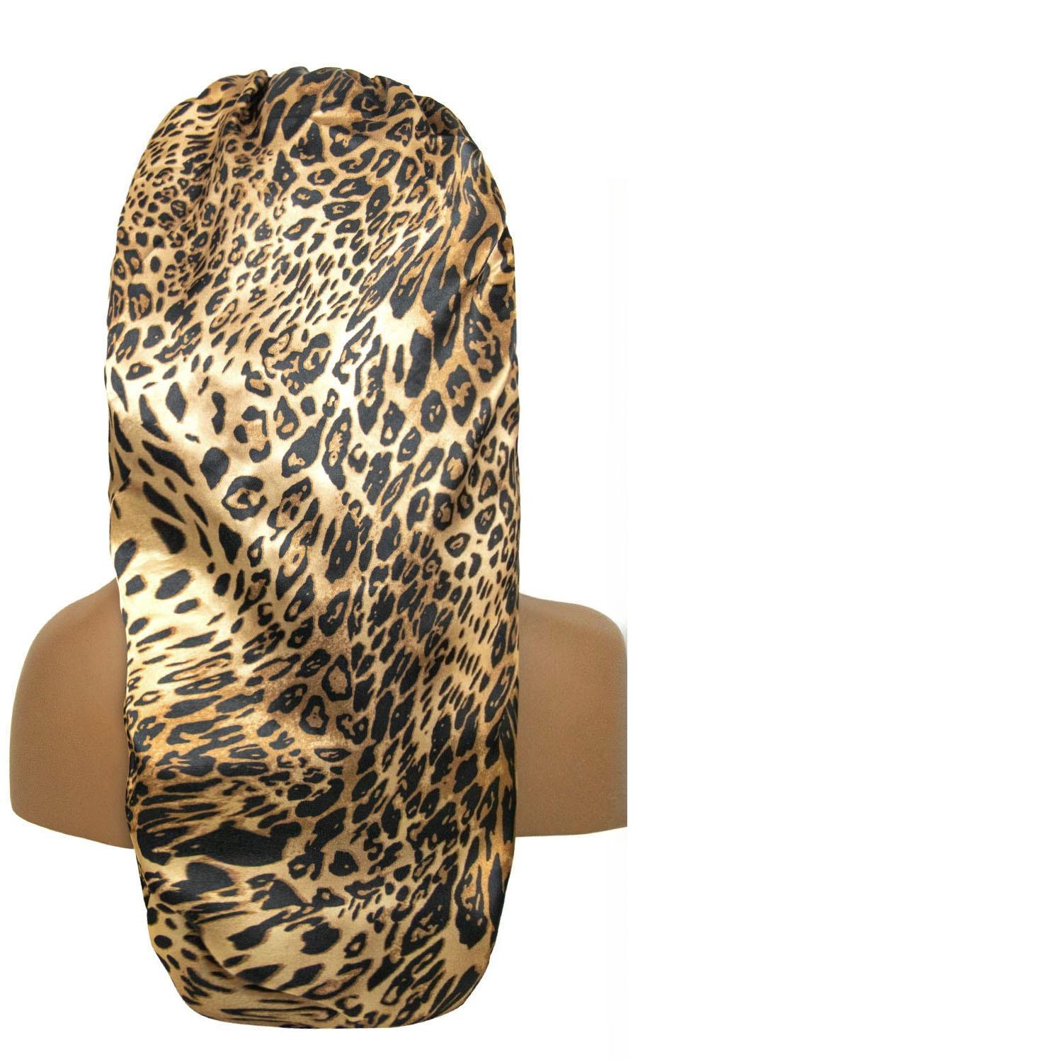 

Long Silky Sleep Bonnet For Straight Curly Hair, Extra Large Hair Bonnets For Dreadlock And Braids, Satin Sleeping Caps Nigh цветной печати леопарда