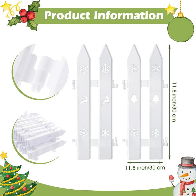 1 Set PVC Barrier White Fence Decorations Durable Hollow-Out Festive Surround Fence Winter Christmas Tree Holiday 30x10cm