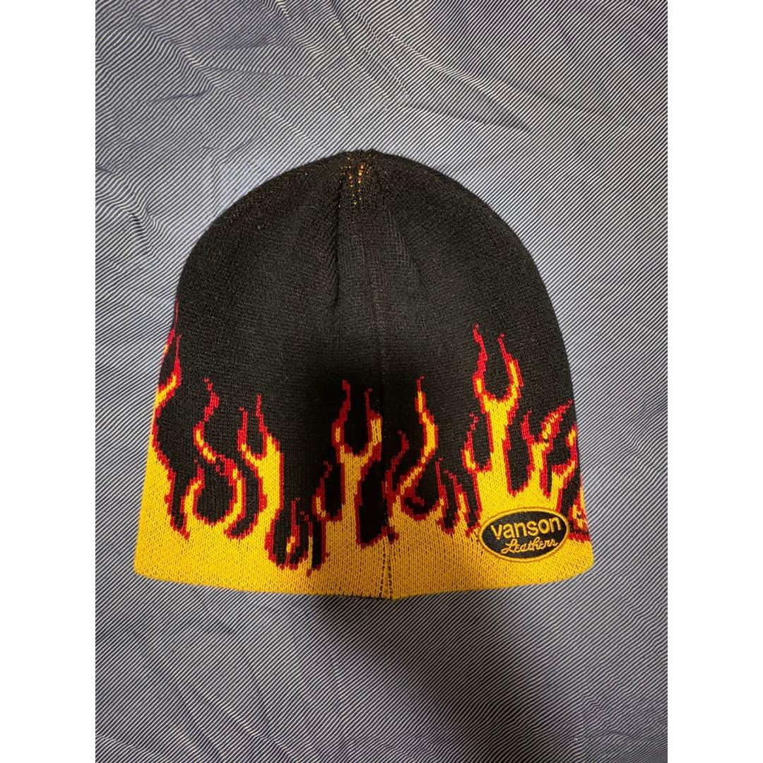 Used Vanson Leathers Knit Hat Beanie Fire Pattern