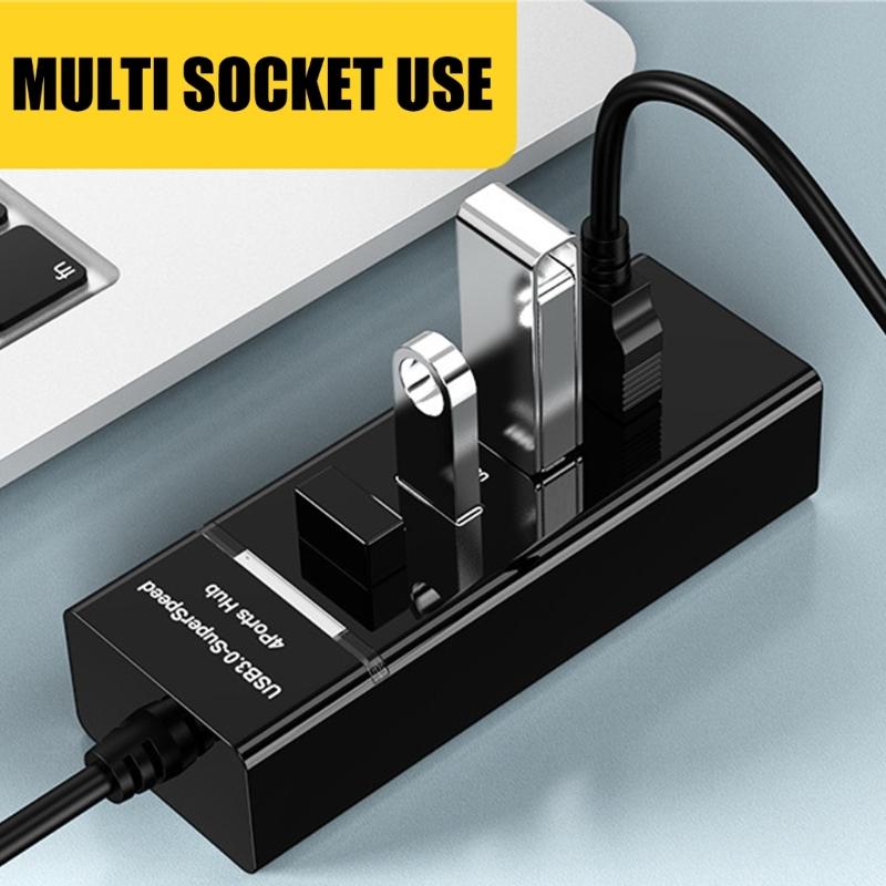 4 Port USB 3.0 Hub USB Splitter Multifunction  4 Port USB Hub Plugs & Play Hub ABS Dock for Streamlined Connection Solution