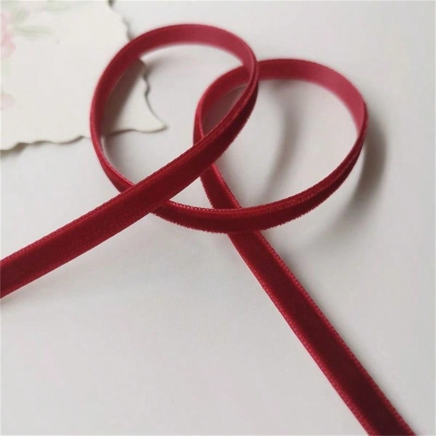 Luxurious Burgundy Velvet Ribbon - Soft, Single-Sided, And Durable For Gift Wrapping, DIY Jewelry Making, Christmas Tree Decoration, Wedding Scene Arr