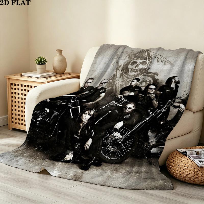 1PC Charles Matthewsons Anarchy Patterned Flannel Blanket Suitable For All Seasons For Home Decor Warmth And Comfort Gifts Holiday Present