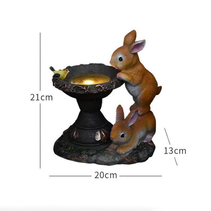 

Солнечный светодиодный светильник, скульптура кролика, смола, двойной кролик, лампа для питьевой воды, уличный двор, сад, фигурка животного, украшение