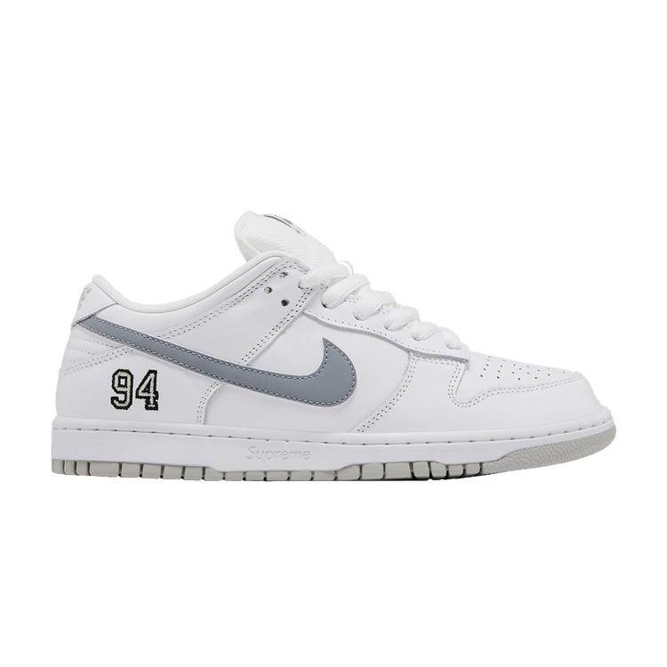 

Nike SB Dunk Low Supreme 94 White Metallic Silver 45