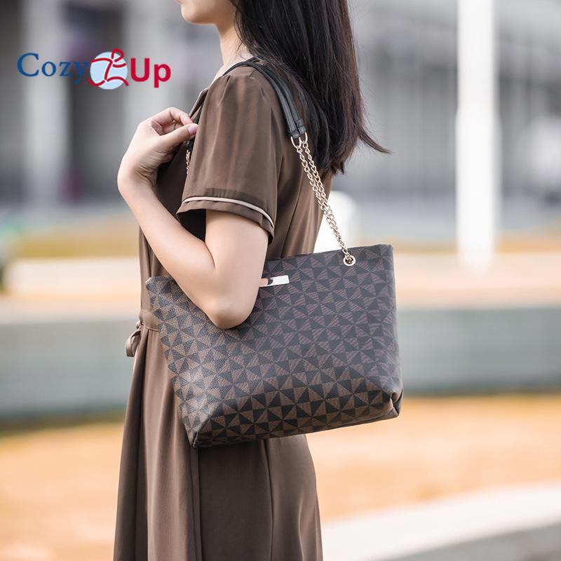 Женская сумка-тоут Cozy Up с геометрическим принтом и блестящей декоративной цепочкой — фото 7