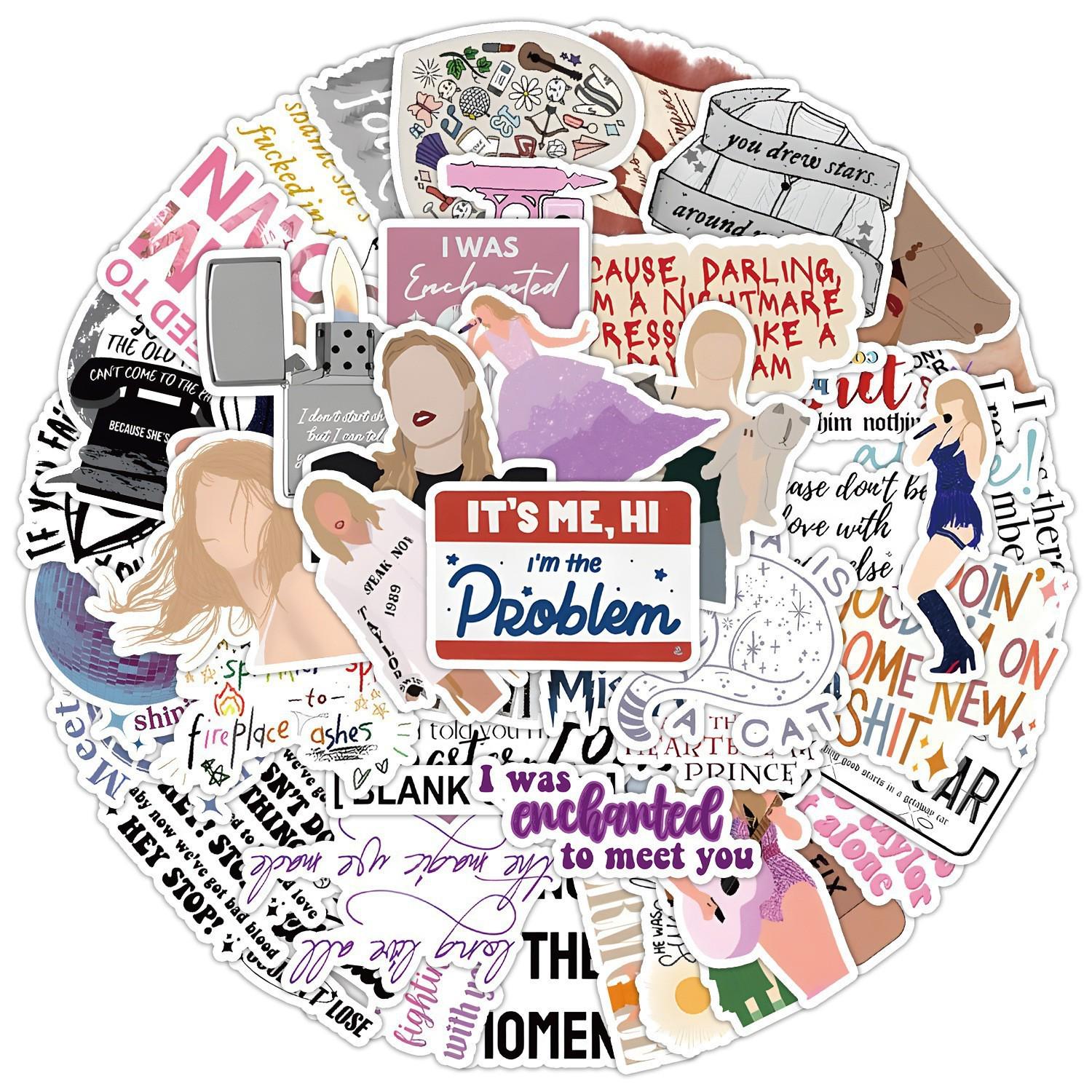 50/100 Sheets European & American Singer Taylor Swift Decorative Sticker Pack