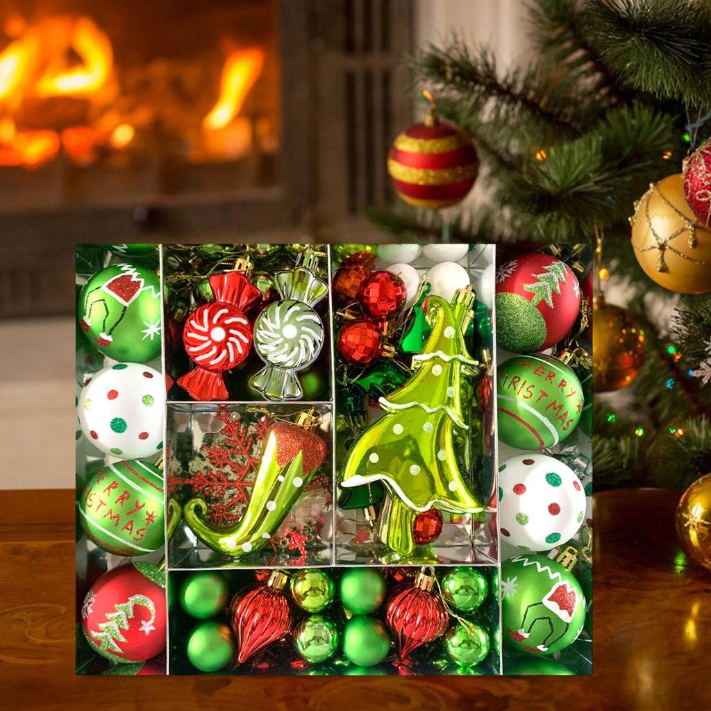 Ornament Set, Christmas Decoration, Elf Balls, Elegant, /Green, Christmas Tree