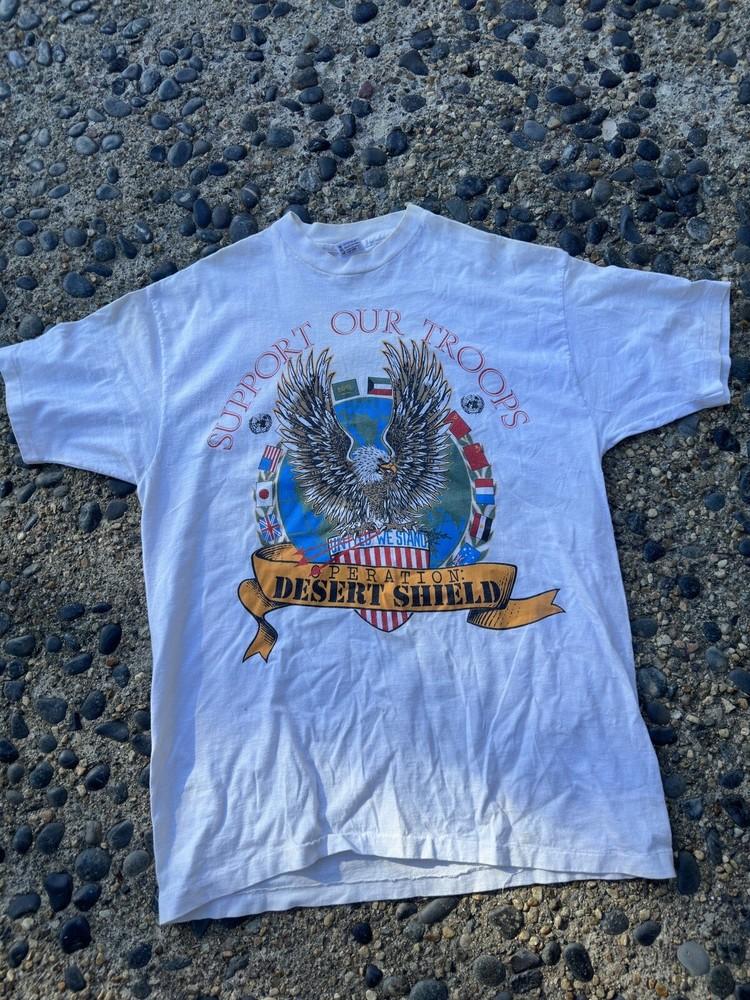 

Винтажная футболка унисекс с изображением Операции «Буря в пустыне» и «Орел пустыни», размер XL, белая, США M