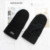 Winter Warm Sheepskin Fur Mittens Men's Thickened Windproof and Cold-Proof Wool Lining Plus Fertilizer Increase Leather Gloves