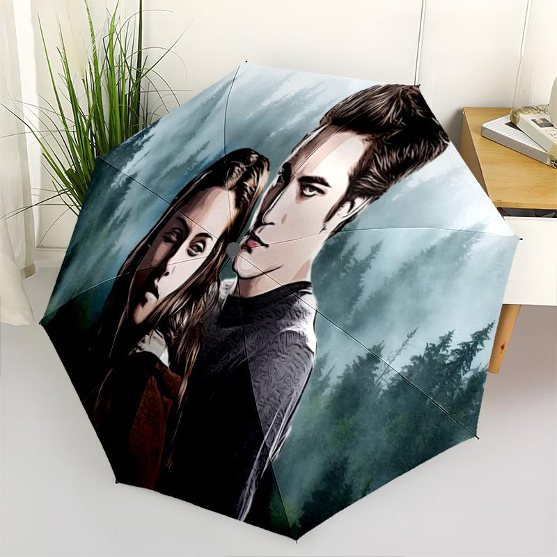 

1pc Twilight Umbrella Portable Folding Umbrella Iron Frame Hole Bone Structure Outdoor Home Umbrella