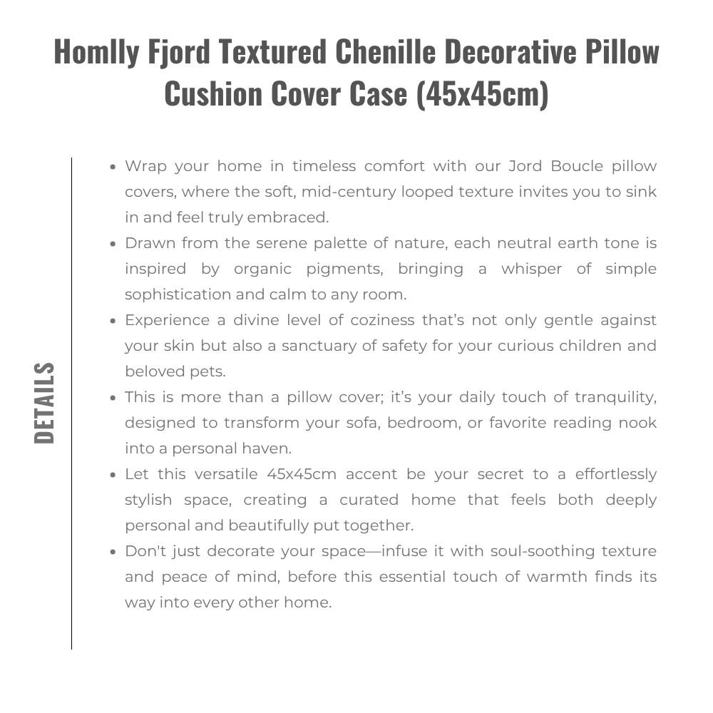 Homlly Fjord Textured Chenille Decorative Pillow Cushion Cover Case (45x45cm) X2PCS