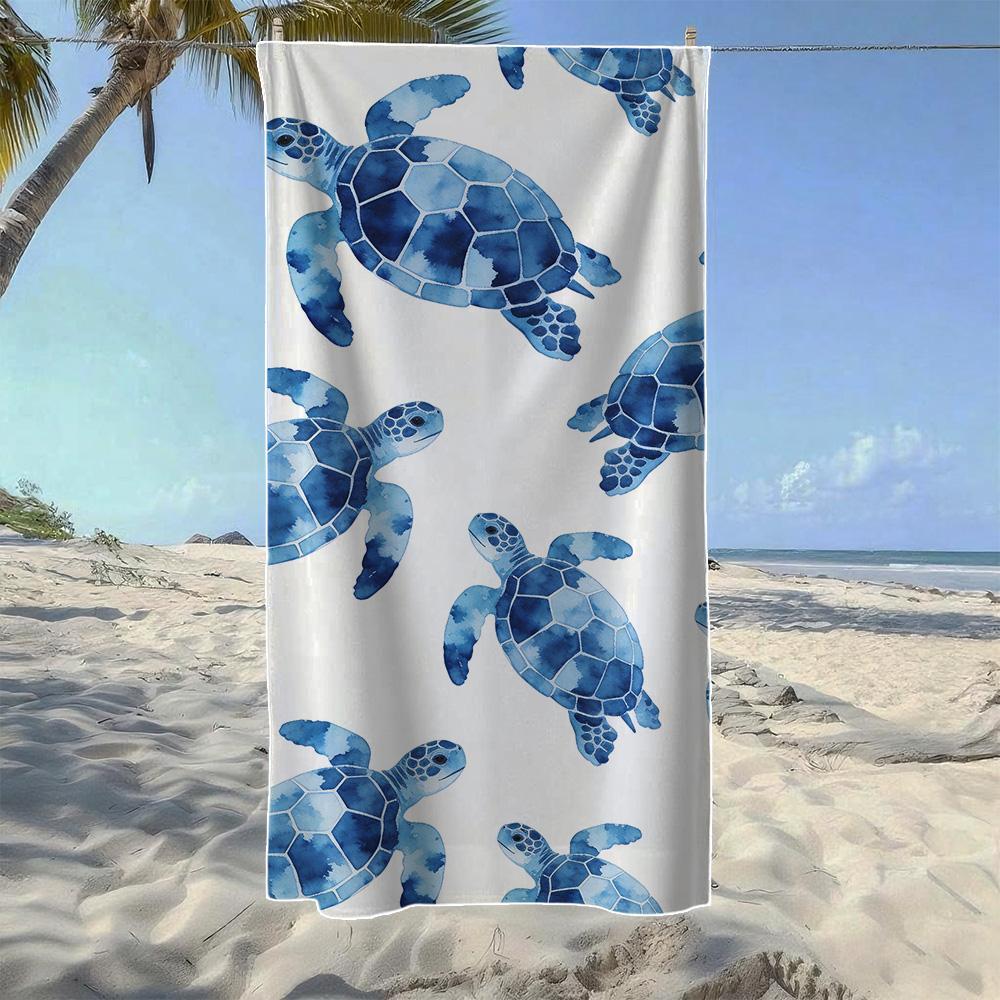 

Watercolor & Tropical Sea Turtle Beach Towel, Soft Quick-Drying, Perfect For Portable Outdoor Travel, Camping And Summer Beach W40*H60(CM)