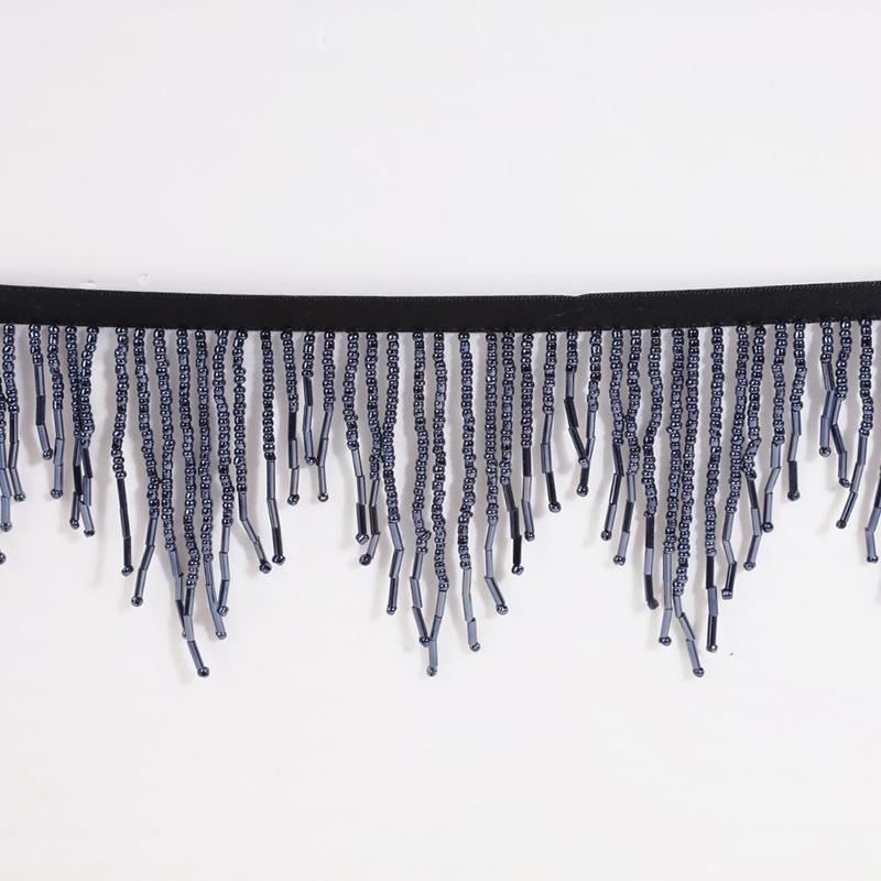 2/1 Yards Golden Silver Crystal Pendant Beaded Fringe Lace Rhinestone Tassel DIY Clothing Fabric Accessories Curtain Lamp Trim 