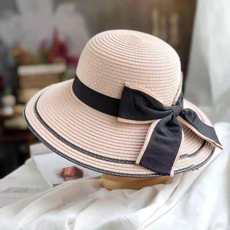 Khaki Summer Shade Straw Hat Women's Fashion Sunscreen Hat Outdoor Seaside Beach Hat Foldable Sun Hat