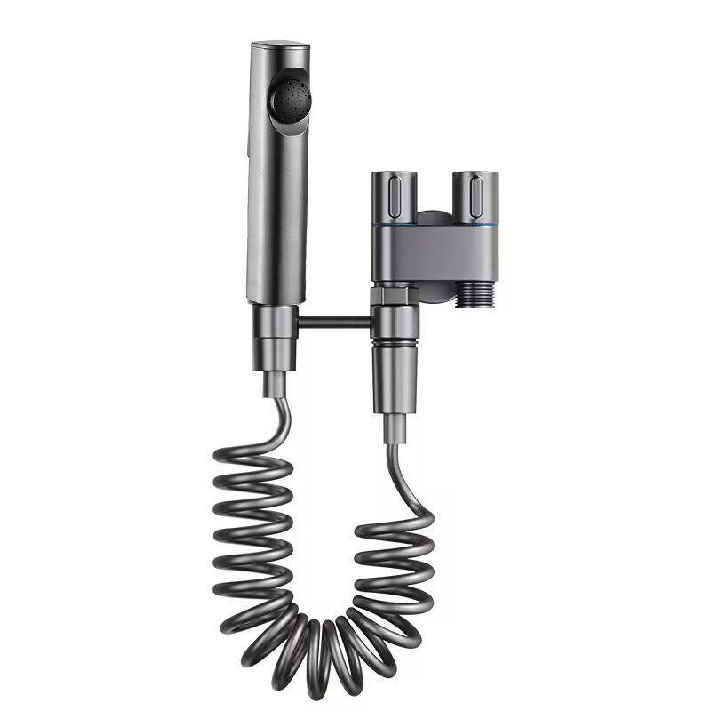 Gray/Chrome Brass Washing Machine Faucet Double Use Bathroom Bidet Faucet Set Wall Mounted High Pressure Toilet Cleaning Nozzle