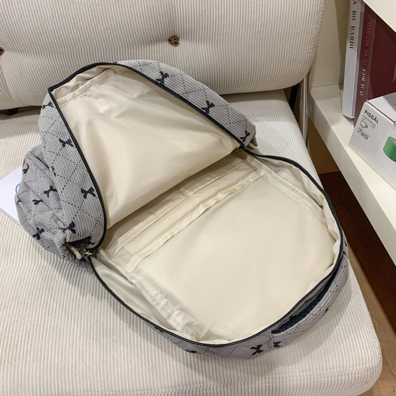 Rucksack Cord Schultasche Schleife bedruckt Leichtgewicht Großes Fassungsvermögen Reise-Rucksack