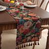 Chinesische Tischfahne Jacquard Blühend Reichhaltige Quaste Retro Teefahne Esszimmerfahne Langer Streifen Verdickt