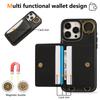 For iPhone 14 Pro Max PU Leather Back Case Card Holder Kickstand Phone Cover with Wrist Strap