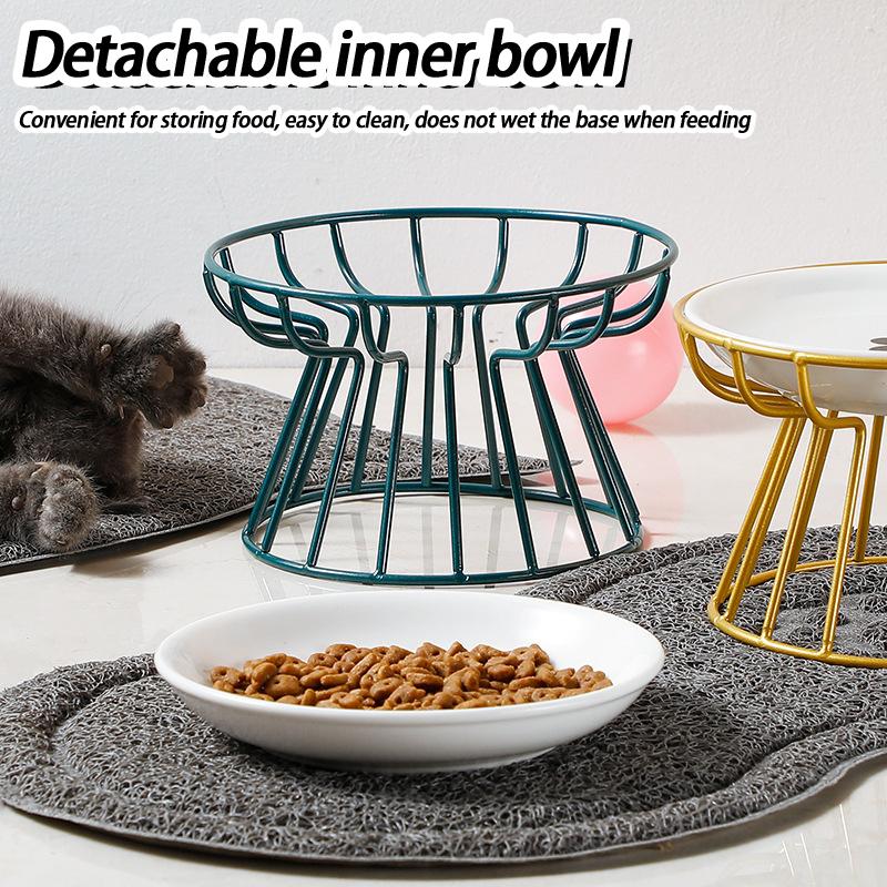 Nordic Style High Foot Pet Bowl Cartoon Neck Protection Anti Overturning Cat Dog Bowl Food Bowl