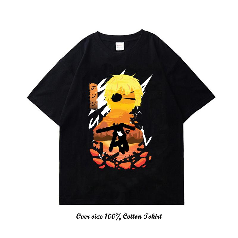 Unisex EU Japanese Anime Chainsaw Women T Shirt Cartoon Printing Cotton T-shirt Harajuku Graphic Tees Clothing Tops Tshirt Manga