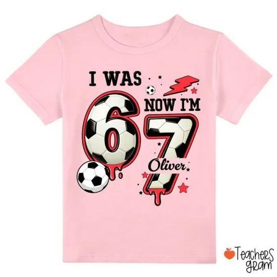 Sommerliches Lässiges Grenzüberschreitendes T-Shirt: Trendiger 67-Druck, Rundhalsausschnitt, Kurzarm für Herren, Damen & Kinder 150 cm rosa