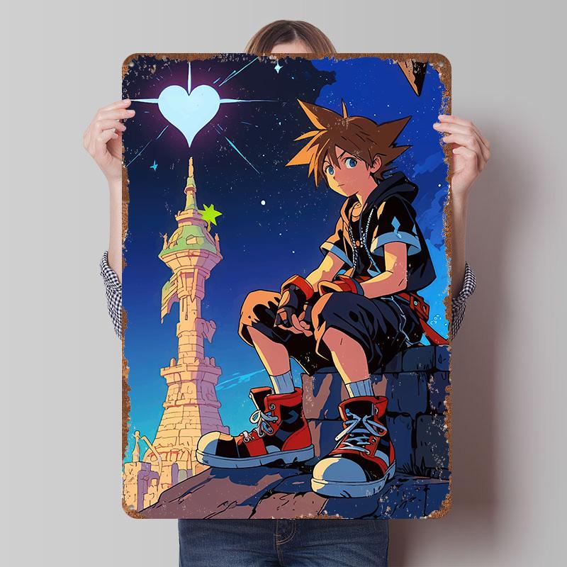 

Kingdom Hearts Sora Sitting on Wall Metal Poster Customized Wall Art Retro Vintage Tinplate Signs for Man Cave Home Decor Items 7.9x11.8In(20x30cm)