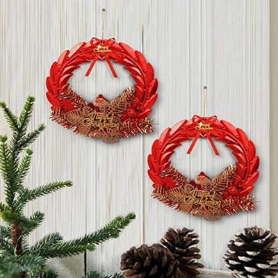 Pack of 2 Christmas Wreath for Front Door Decoration Entrance Table Tree Wall Hanging Ornaments Garland Xmas Decor Gifts Items for Home