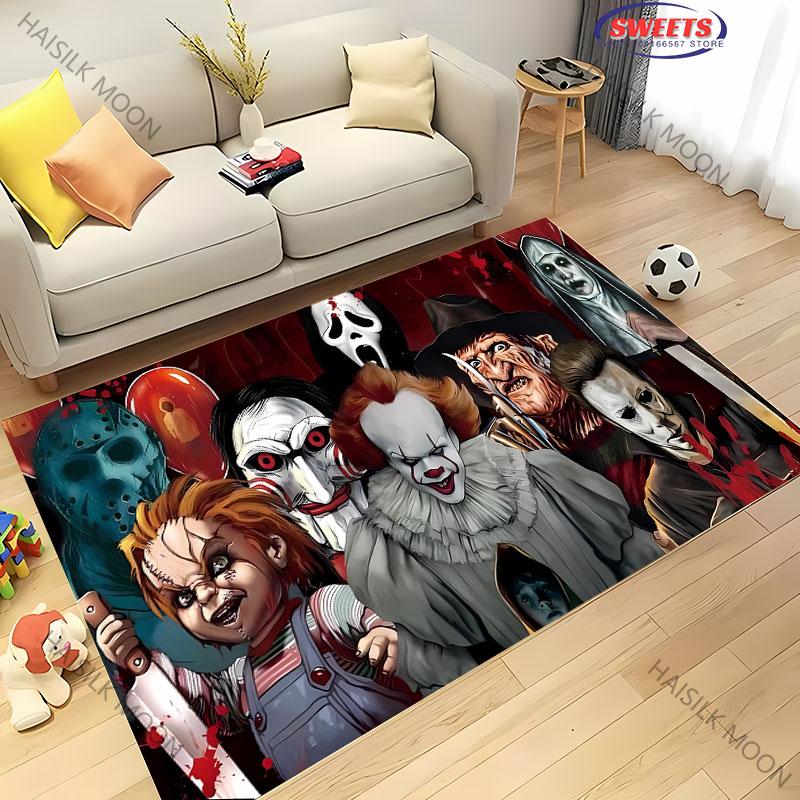 

3D Хэллоуин Ужасы Триллер Тема Ковер Гостиная Спальня Диван Большой Площади Декоративный Коврик Мягкий Нескользящий Четыре Сезона Ковер Подарок 40x60cm (16x24in)