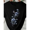 European Size 2026 New Summer Women's Elegant Blue Floral Print Short Sleeve Fashion Personality Casual Comfortable Figure-Flattering Ice Fabric