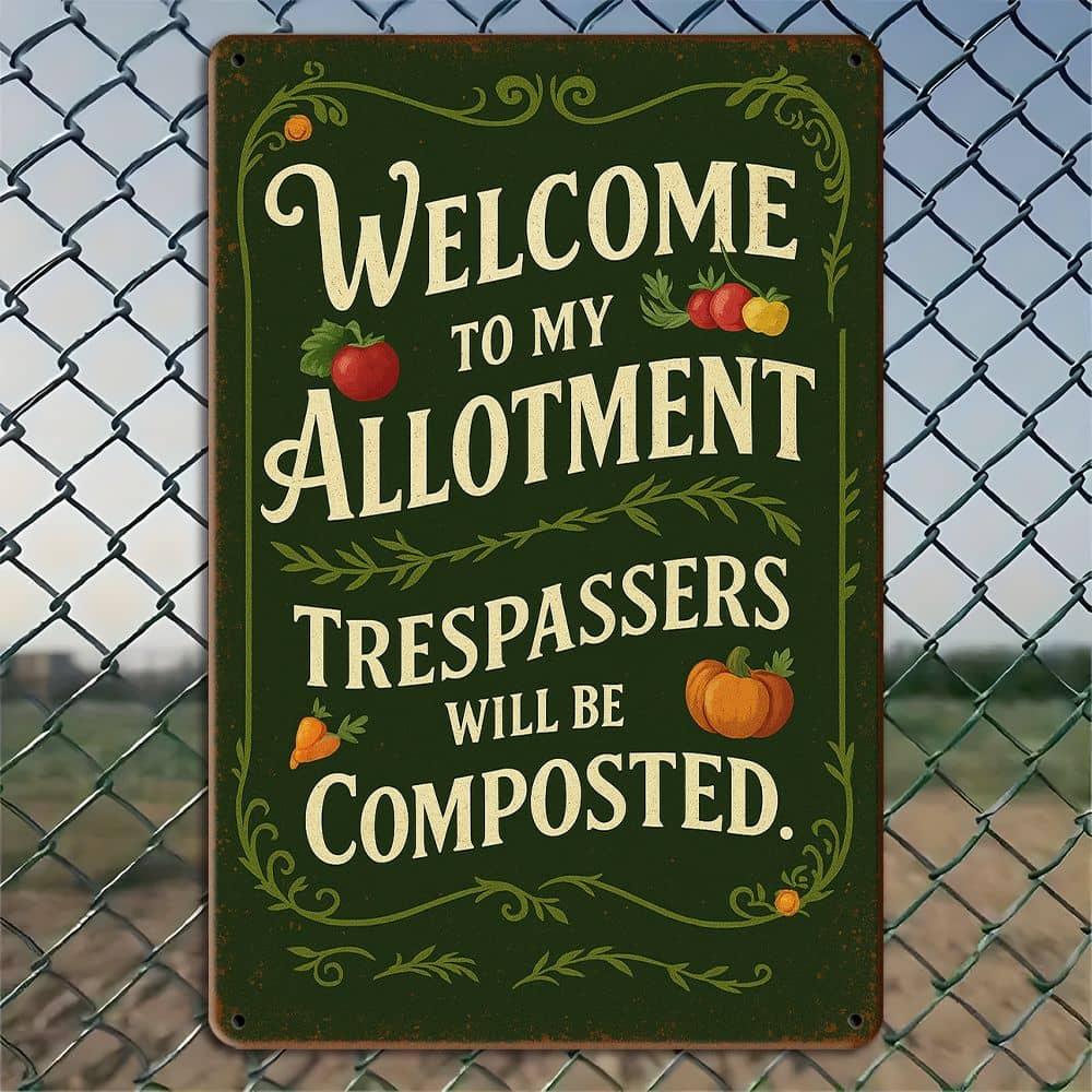 

Welcome to My Allotment humorous metal sign, 20x30cm. чистый