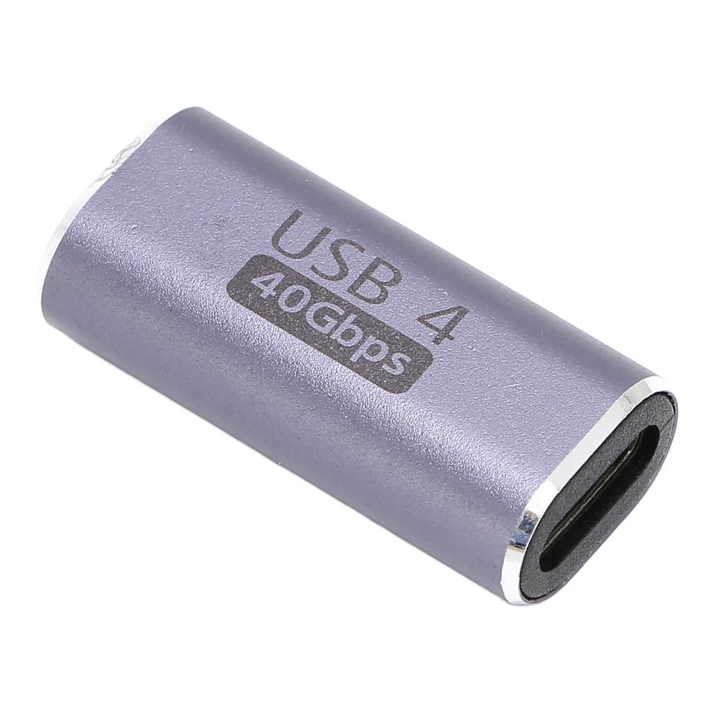 Type C Female To Female Adapter Aluminum Alloy 40Gbps 100W Coupler Extender for Tablet Mobile Phone Straight Type