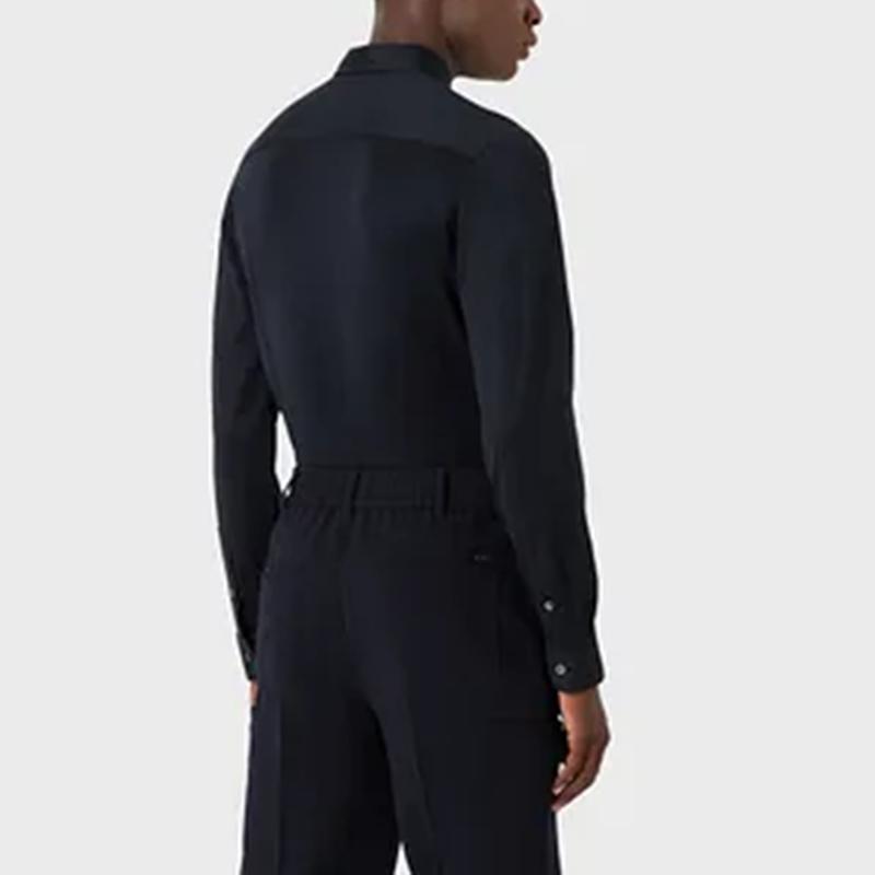 Emporio Armani Solid Slim Fit Long Sleeve Shirt Men shirts Deep-Navy-Blue 8N1CG11JUVZ0920