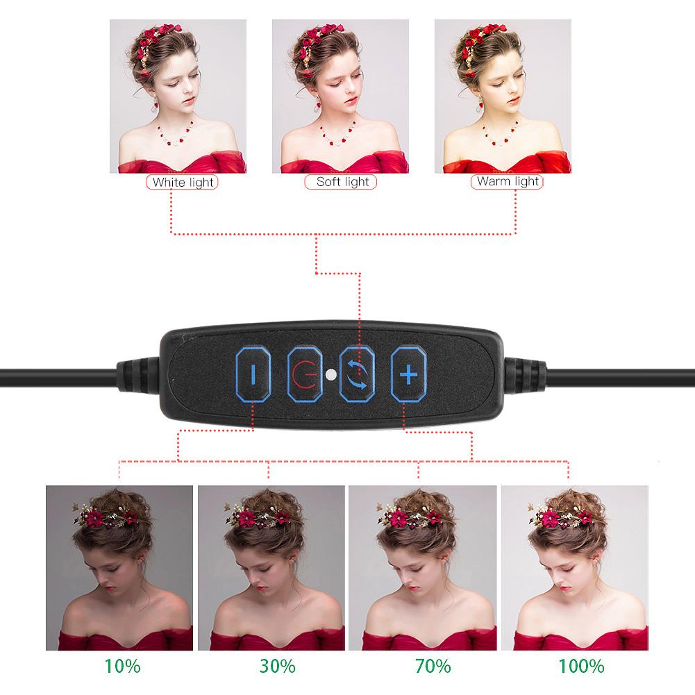20cm Fotografie Dimmbares LED Selfie Ringlicht Video Live USB Lampe mit Handyhalterung Stativ