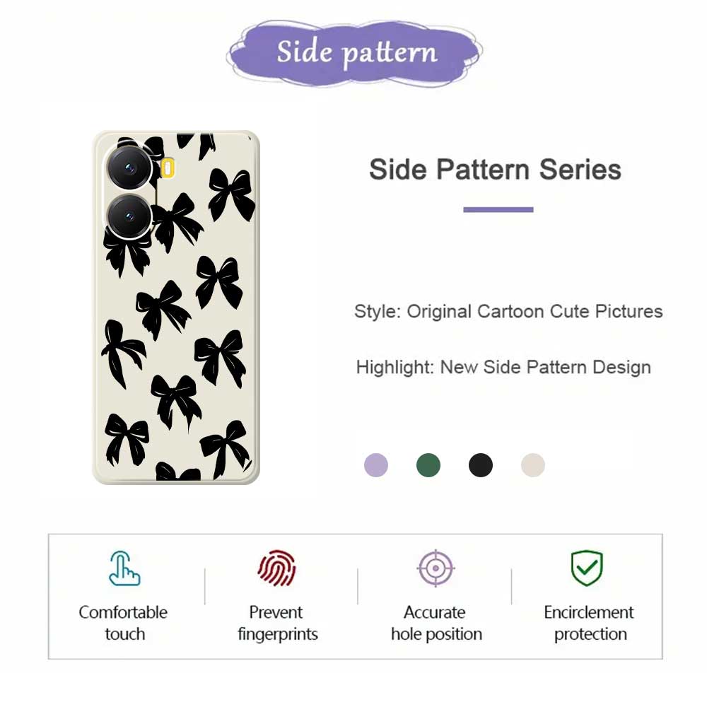 For Xiaomi Redmi Turbo 4 5G/Poco X7 Pro 5G Case Black Bow Pattern Printing Straight Edge TPU Phone Back Cover