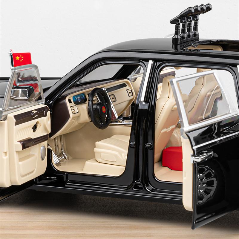 1/24 Hongqi L5 Alloy Limousine Luxy Car Model Diecasts Metal Parade Vehicles Car Model Simulation Sound And Light Kids Toys Gift