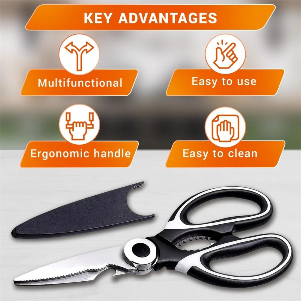 Kitchen Scissors Heavy Duty Premium Sharp Kitchen Shears  with Strong Stainless Steel Blades Multi Purpose Cooking Scissors