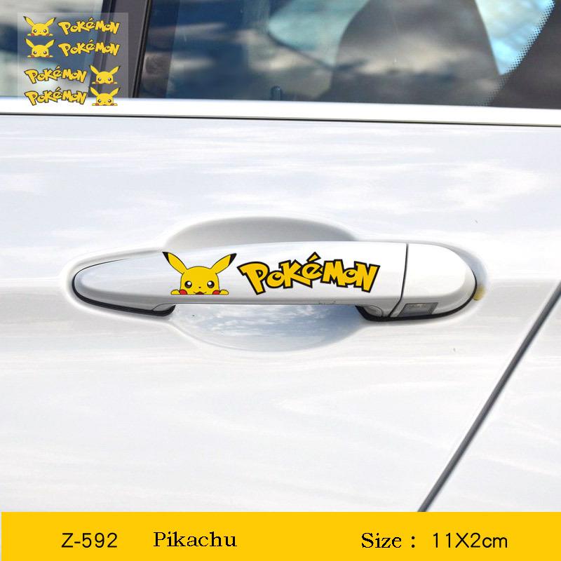 Kawaii Pokemon Pikachu Araba Çıkartmaları Karikatür Stilinde Su Geçirmez Otomatik Cam Sürüş Aynası Çıkartmaları Araba Ön Cam Süslemeleri