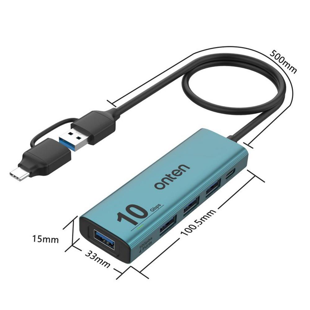 ONTEN UCA611+ 10G USB-A/USB-C to USB-A Converter 4 Port USB 3.2 Gen2 Hub with Charging Function